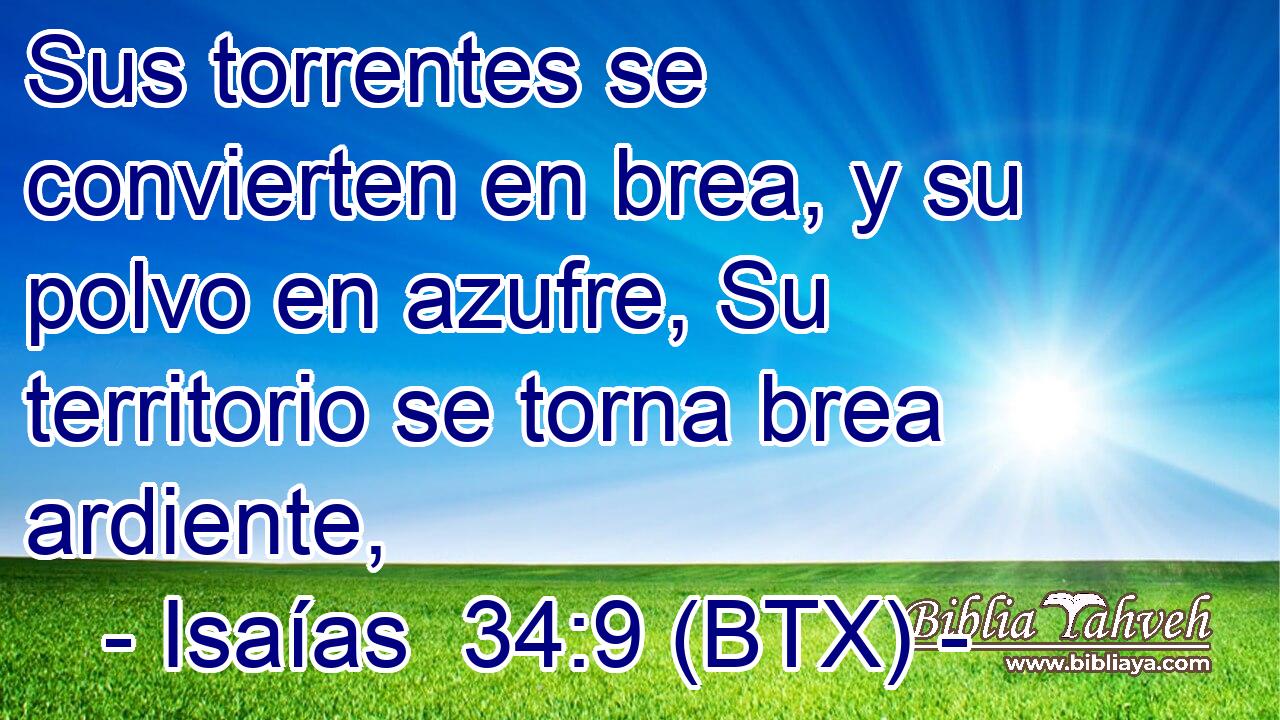 Sus torrentes se convierten en brea, y su polvo en azufre, Su territorio se torna brea ardiente,