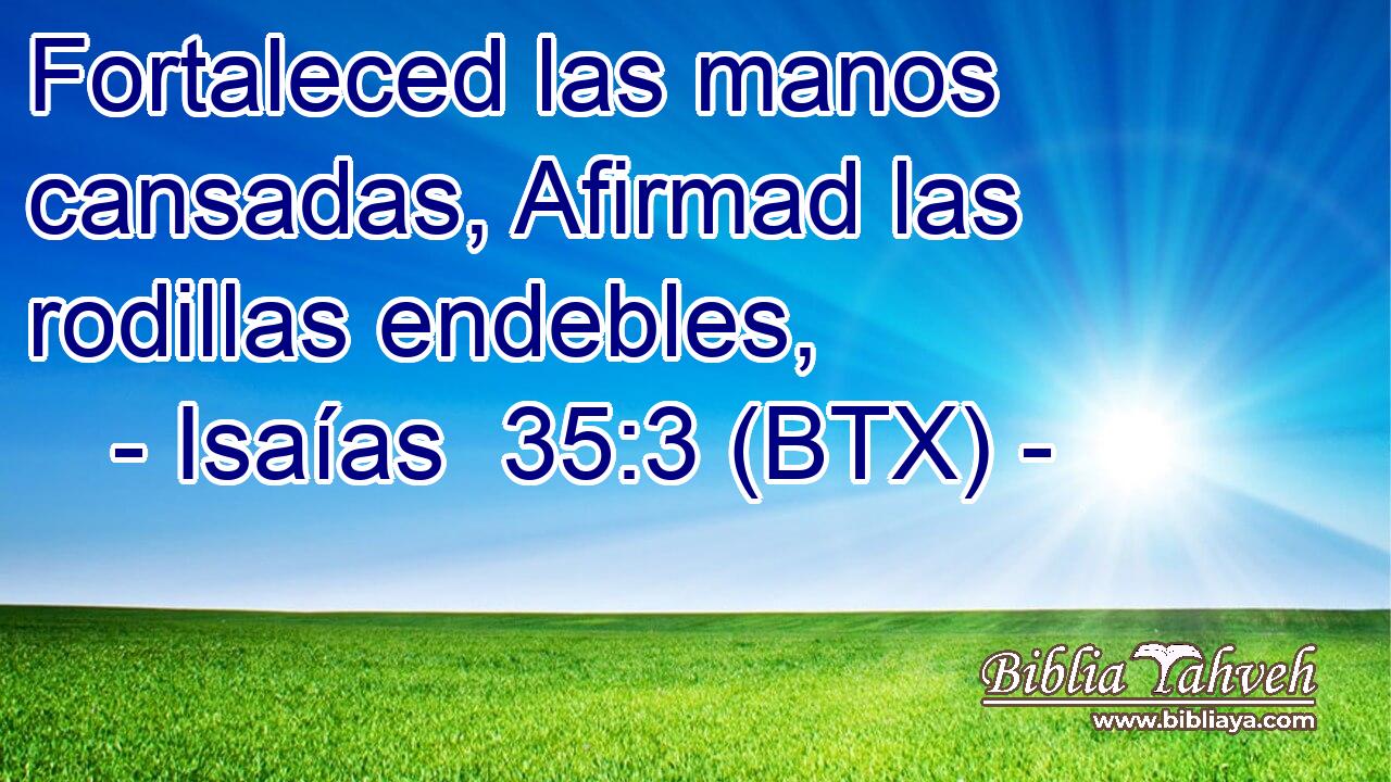 Fortaleced las manos cansadas, Afirmad las rodillas endebles,
