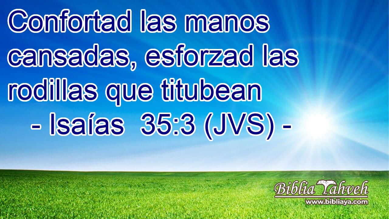 Confortad las manos cansadas, esforzad las rodillas que titubean
