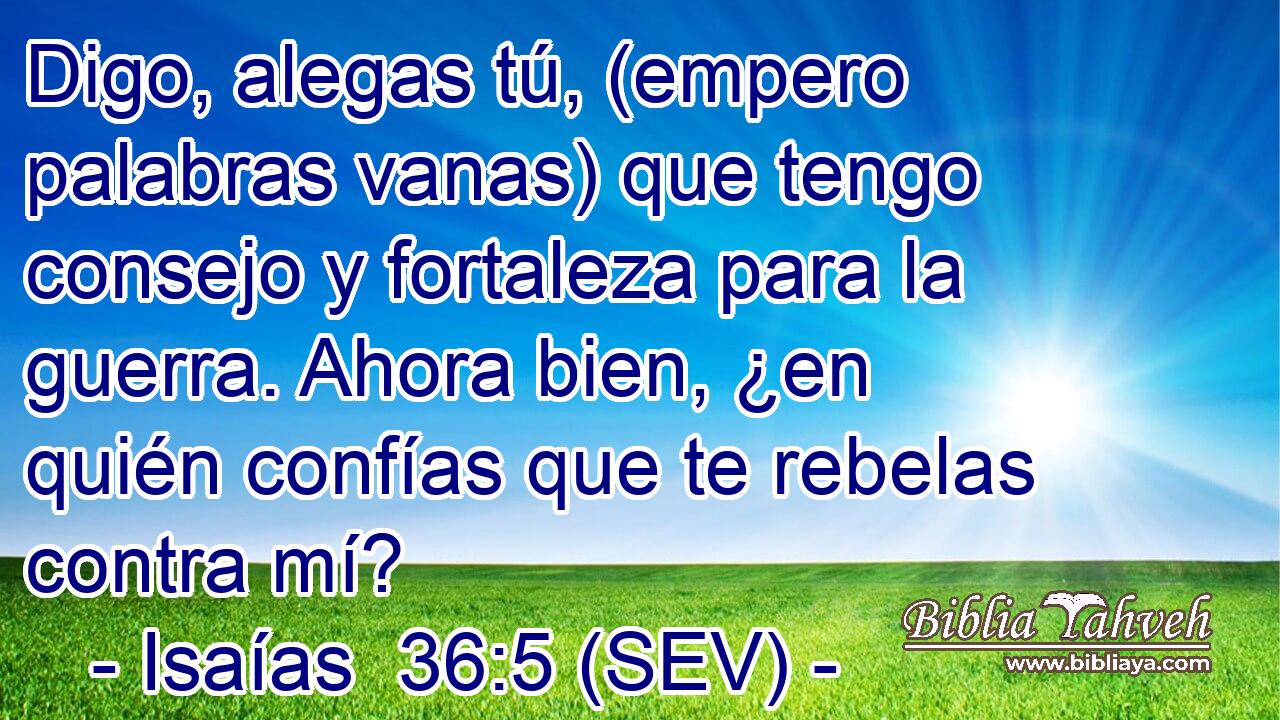 Digo, alegas tú, (empero palabras vanas) que tengo consejo y fortaleza para la guerra. Ahora bien, ¿en quién confías que te rebelas contra mí?