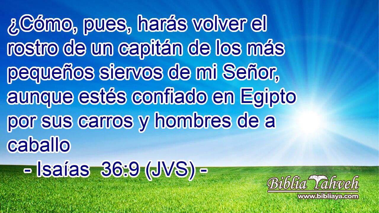 ¿Cómo, pues, harás volver el rostro de un capitán de los más pequeños siervos de mi Señor, aunque estés confiado en Egipto por sus carros y hombres de a caballo
