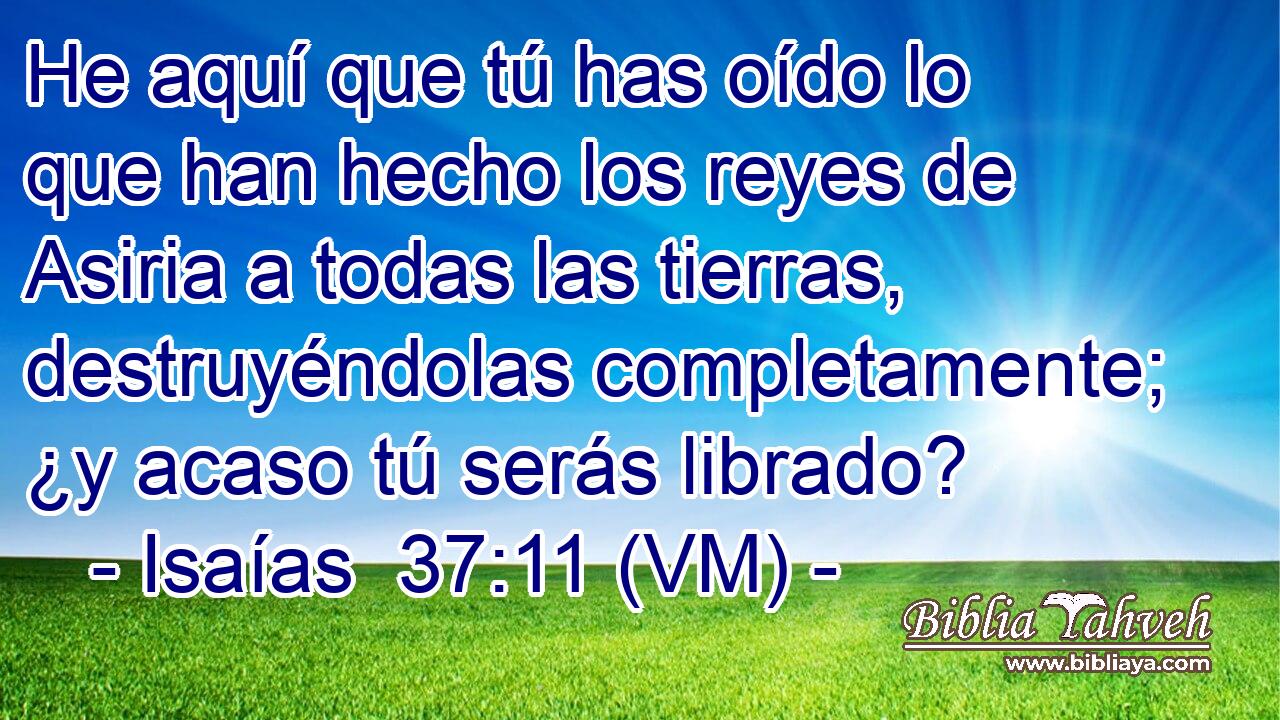  He aquí que tú has oído lo que han hecho los reyes de Asiria a todas las tierras, destruyéndolas completamente; ¿y acaso tú serás librado? 