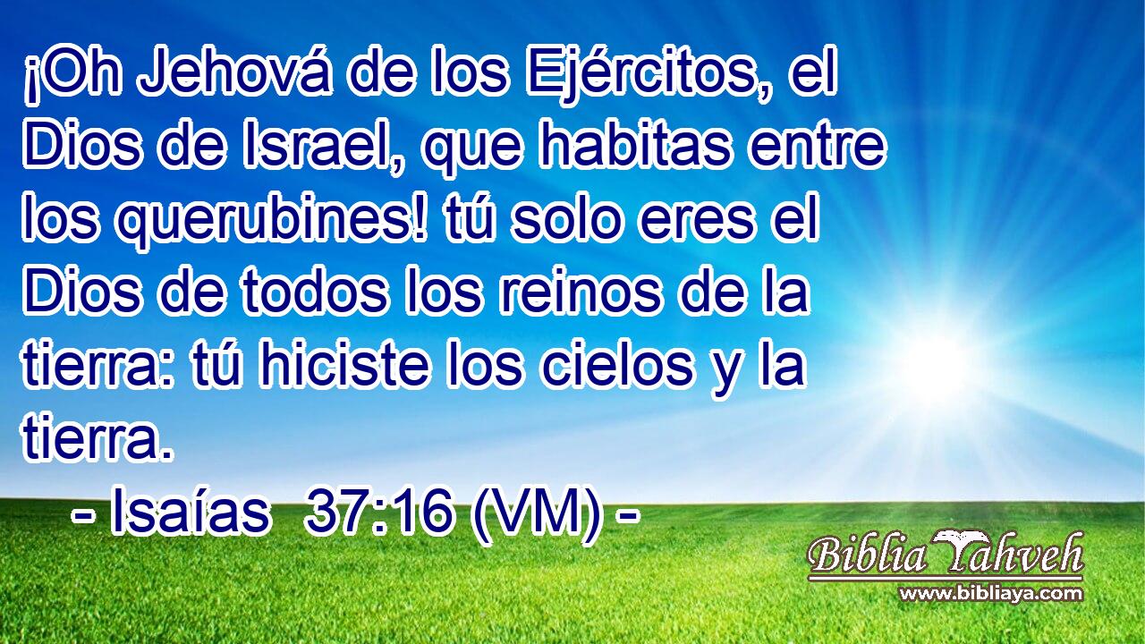  ¡Oh Jehová de los Ejércitos, el Dios de Israel, que habitas entre los querubines! tú solo eres el Dios de todos los reinos de la tierra: tú hiciste los cielos y la tierra. 