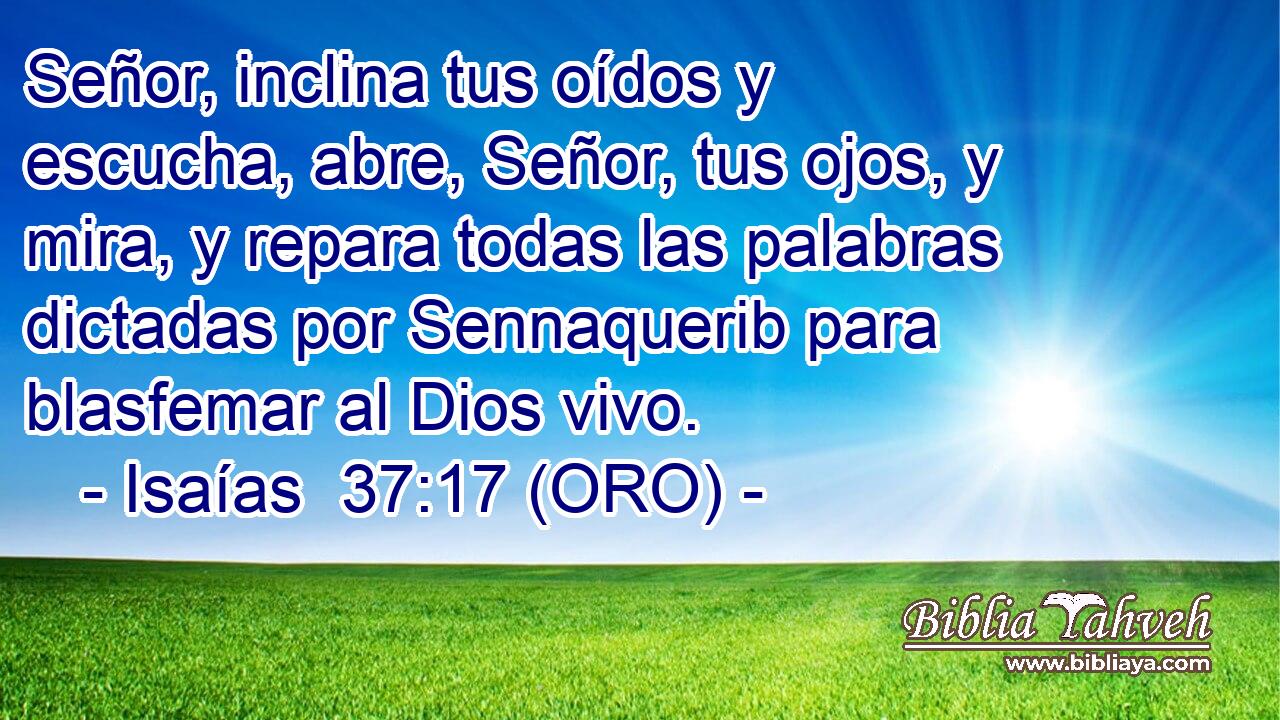  Señor, inclina tus oídos y escucha, abre, Señor, tus ojos, y mira, y repara todas las palabras dictadas por Sennaquerib para blasfemar al Dios vivo. 