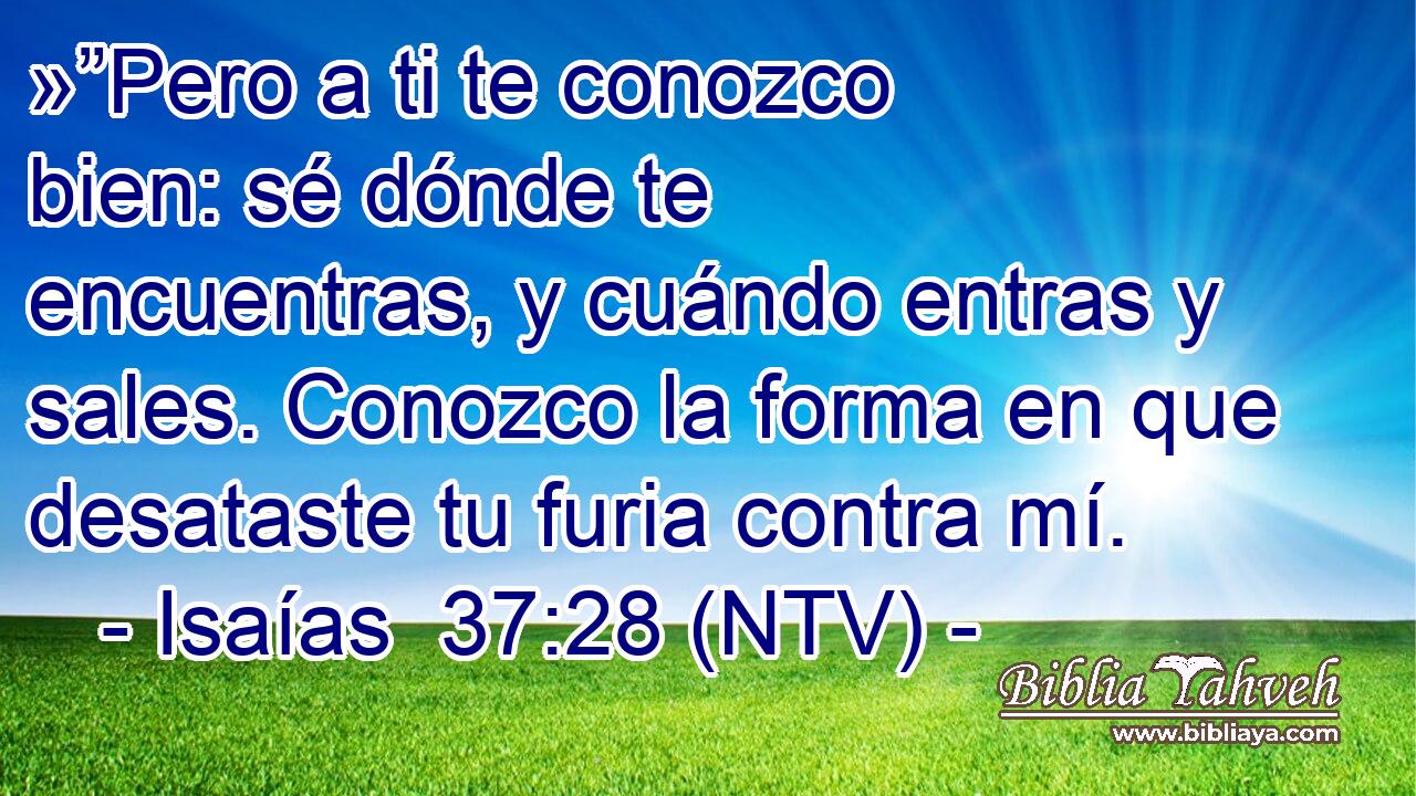 »”Pero a ti te conozco bien: sé dónde te encuentras, y cuándo entras y sales. Conozco la forma en que desataste tu furia contra mí.