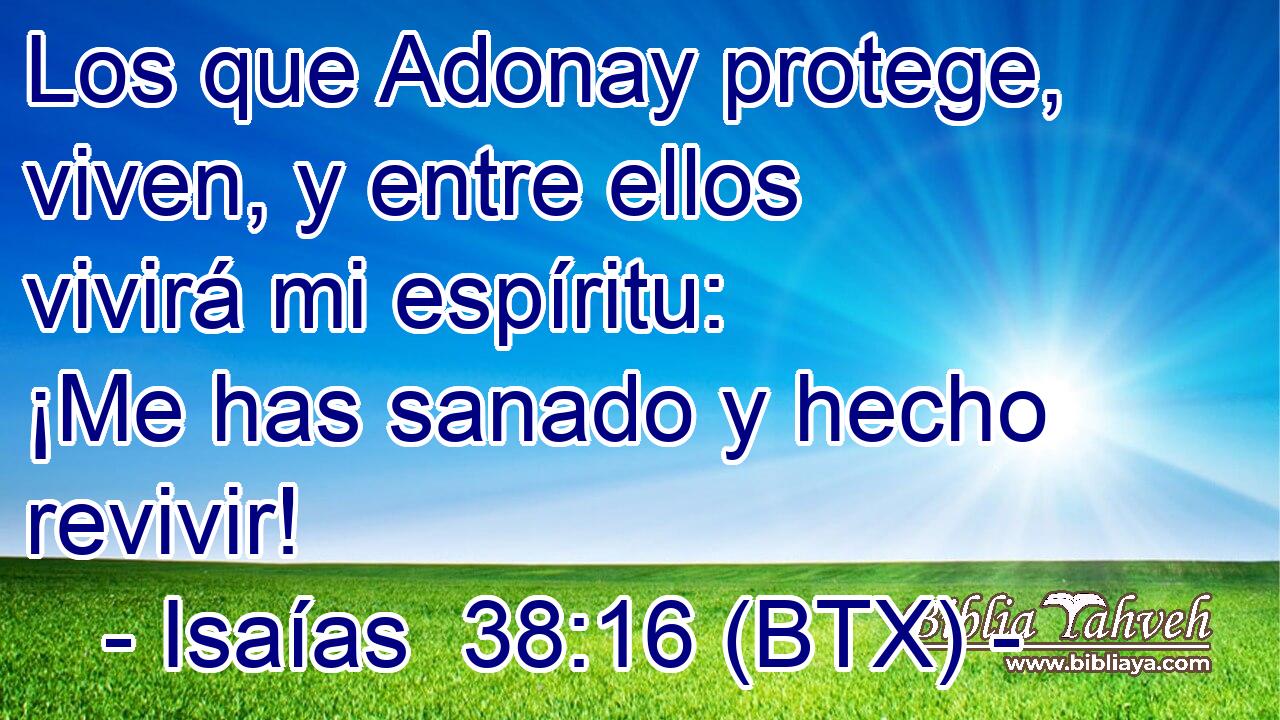 Los que Adonay protege, viven, y entre ellos vivirá mi espíritu: ¡Me has sanado y hecho revivir!