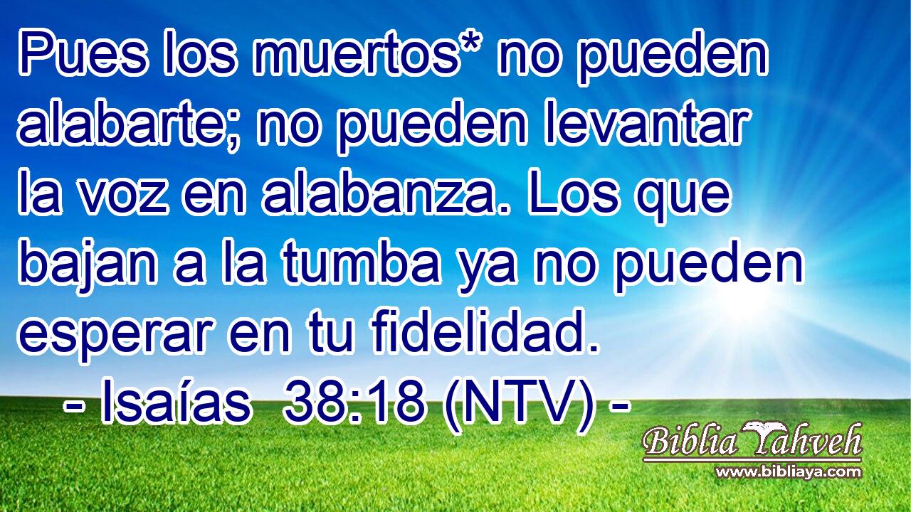 Pues los muertos* no pueden alabarte; no pueden levantar la voz en alabanza. Los que bajan a la tumba ya no pueden esperar en tu fidelidad.