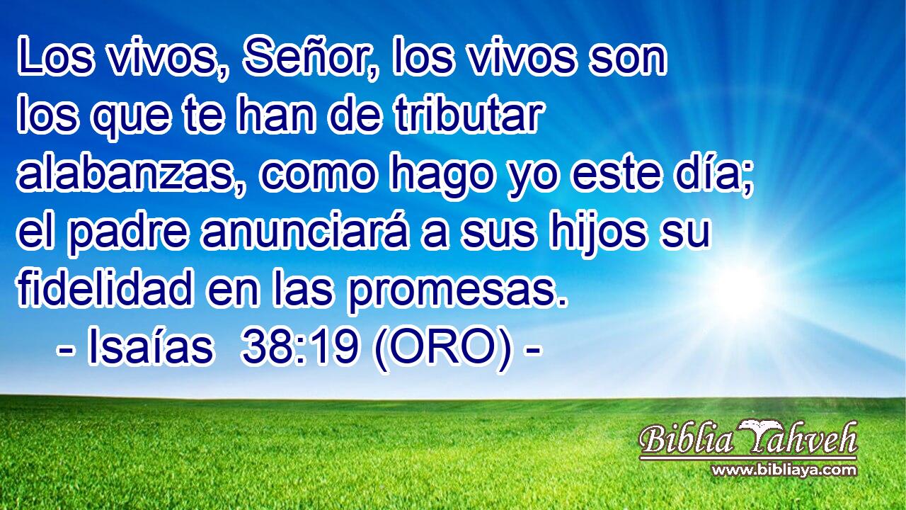  Los vivos, Señor, los vivos son los que te han de tributar alabanzas, como hago yo este día; el padre anunciará a sus hijos su fidelidad en las promesas. 