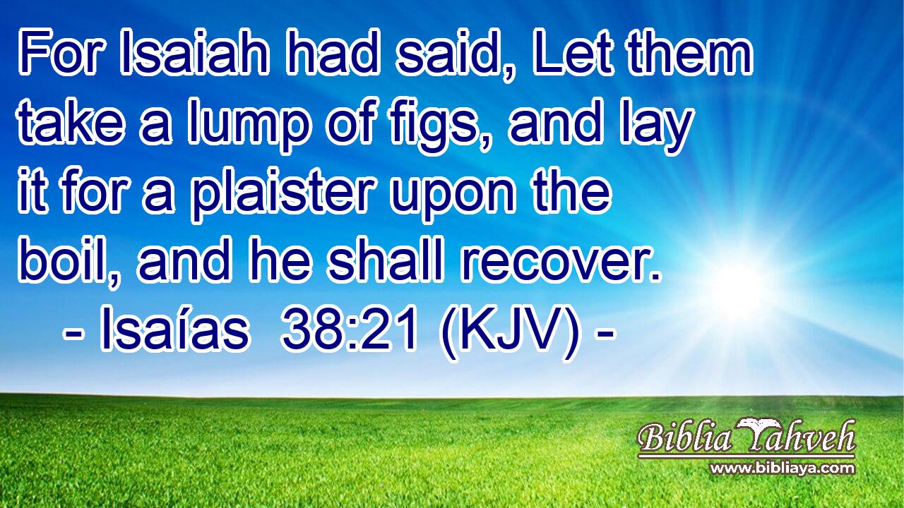 For Isaiah had said, Let them take a lump of figs, and lay it for a plaister upon the boil, and he shall recover.