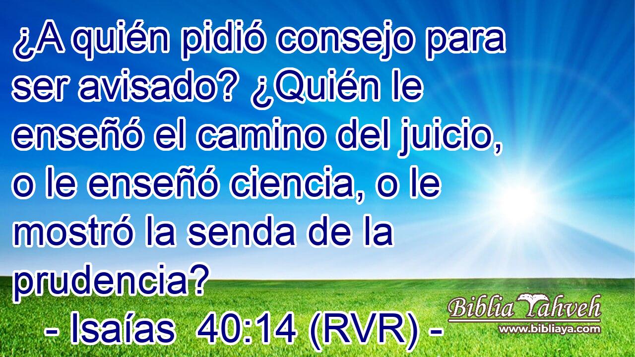 ¿A quién pidió consejo para ser avisado? ¿Quién le enseñó el camino del juicio, o le enseñó ciencia, o le mostró la senda de la prudencia?