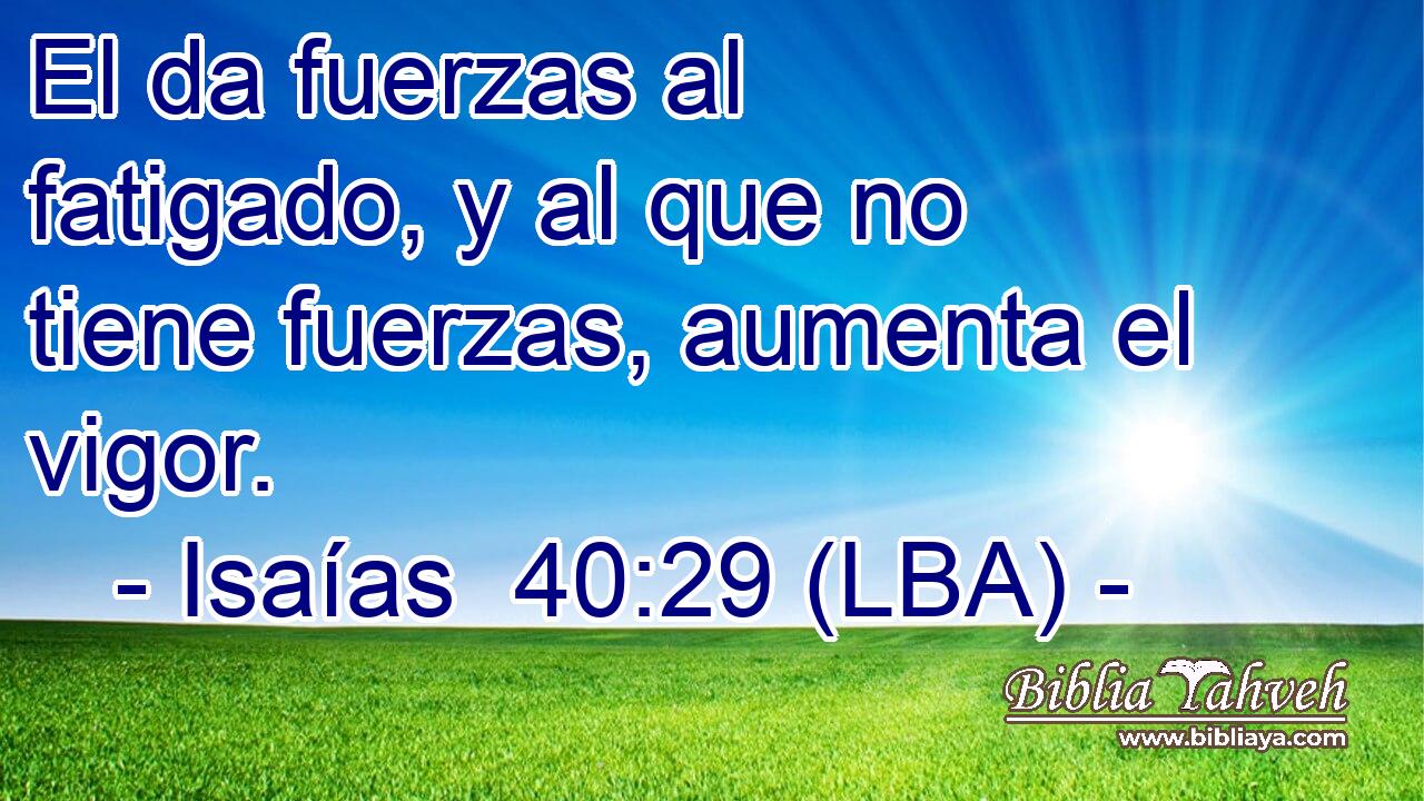 El da fuerzas al fatigado, y al que no tiene fuerzas, aumenta el vigor.