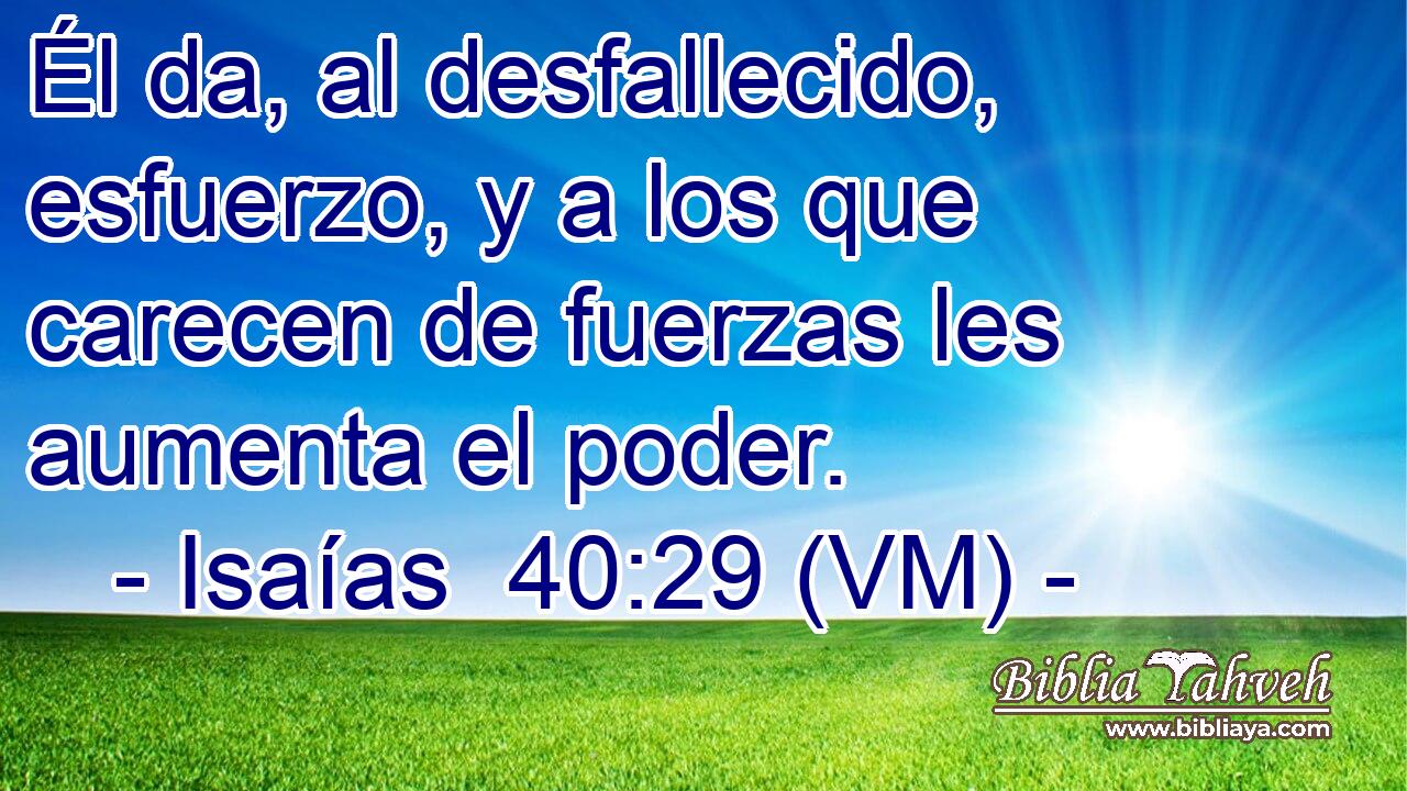  Él da, al desfallecido, esfuerzo, y a los que carecen de fuerzas les aumenta el poder. 