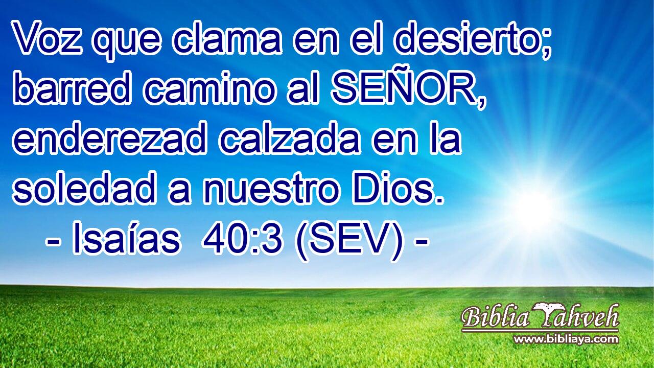 Voz que clama en el desierto; barred camino al SEÑOR, enderezad calzada en la soledad a nuestro Dios.