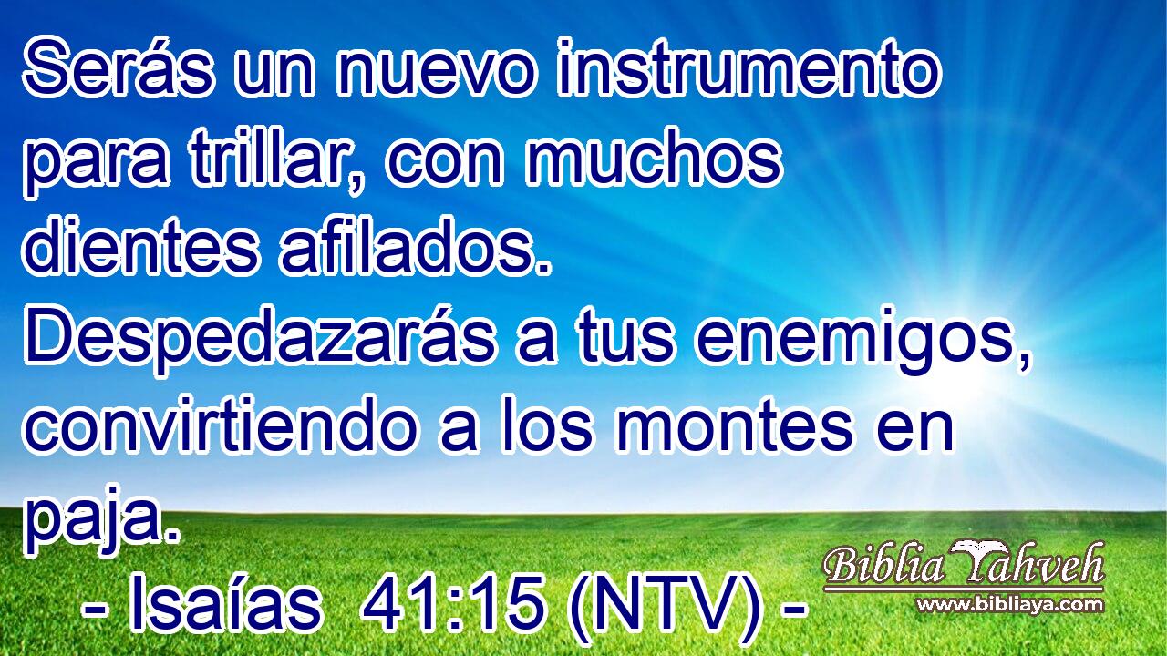 Serás un nuevo instrumento para trillar, con muchos dientes afilados. Despedazarás a tus enemigos, convirtiendo a los montes en paja.