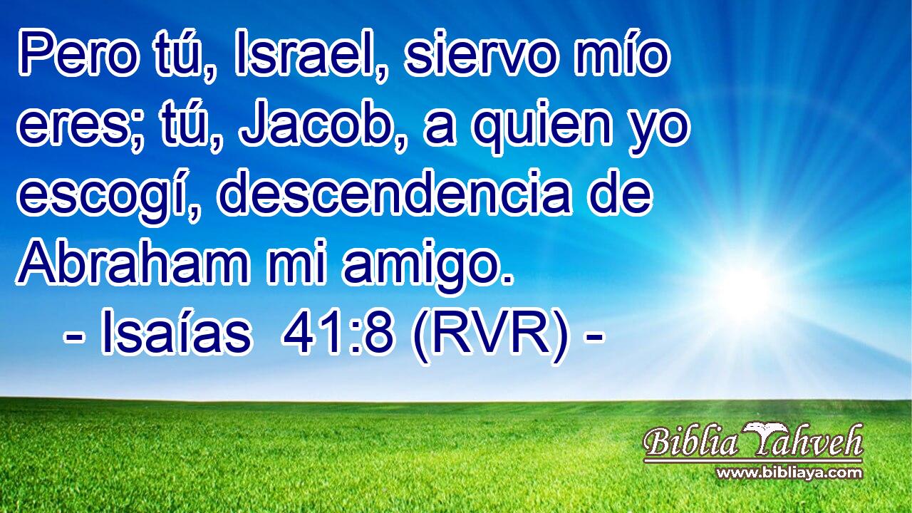 Pero tú, Israel, siervo mío eres; tú, Jacob, a quien yo escogí, descendencia de Abraham mi amigo.