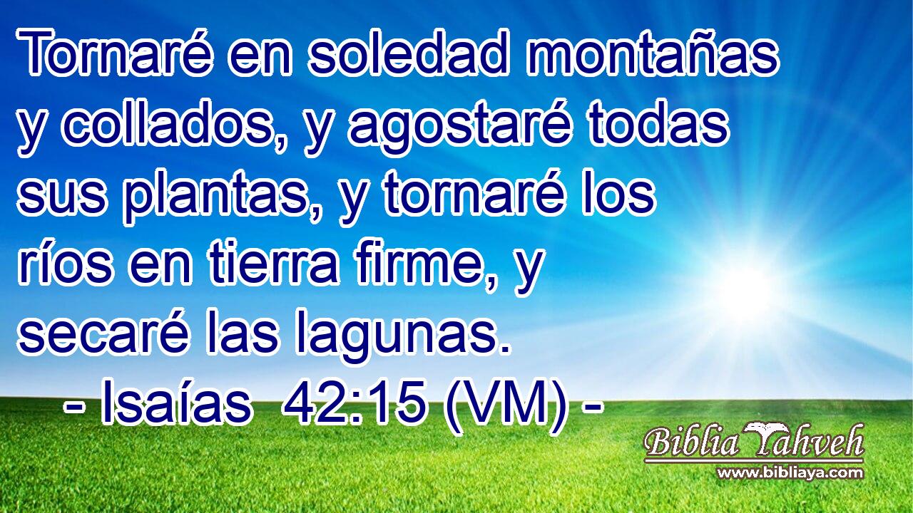  Tornaré en soledad montañas y collados, y agostaré todas sus plantas, y tornaré los ríos en tierra firme, y secaré las lagunas. 