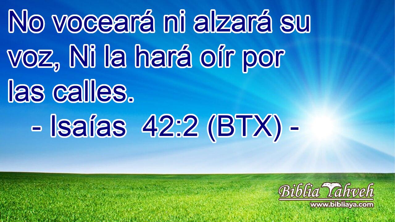 No voceará ni alzará su voz, Ni la hará oír por las calles.