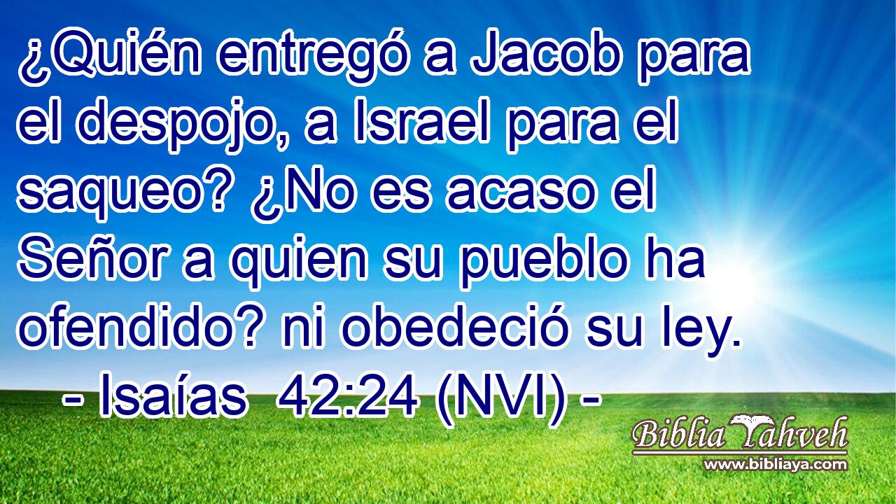  ¿Quién entregó a Jacob para el despojo, a Israel para el saqueo? ¿No es acaso el Señor a quien su pueblo ha ofendido? ni obedeció su ley. 