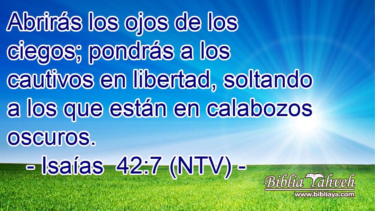 Abrirás los ojos de los ciegos; pondrás a los cautivos en libertad, soltando a los que están en calabozos oscuros.