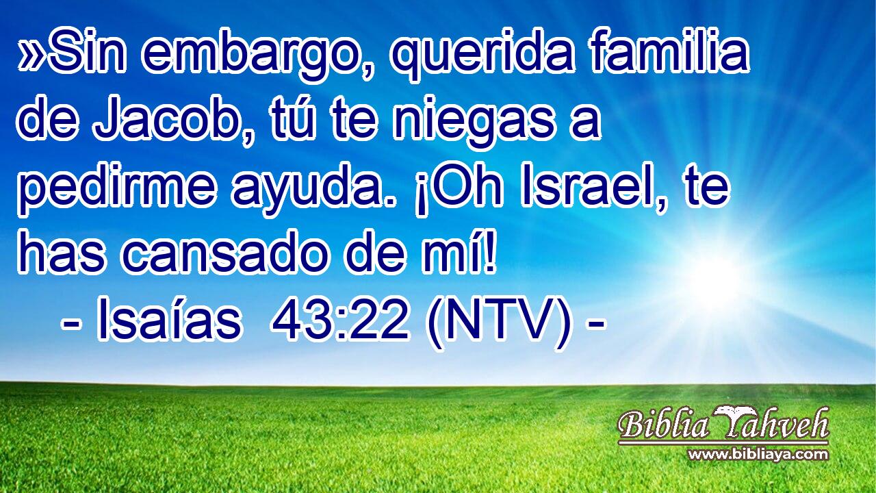 »Sin embargo, querida familia de Jacob, tú te niegas a pedirme ayuda. ¡Oh Israel, te has cansado de mí!