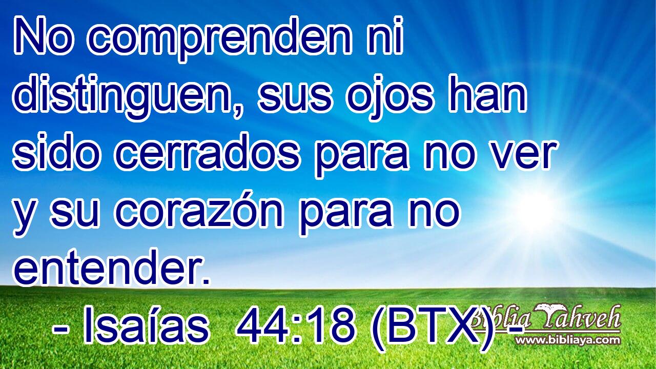 No comprenden ni distinguen, sus ojos han sido cerrados para no ver y su corazón para no entender.