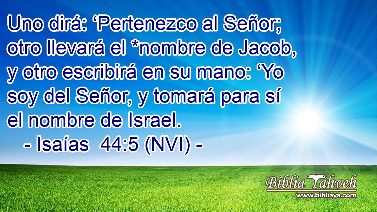  Uno dirá: ‘Pertenezco al Señor; otro llevará el *nombre de Jacob, y otro escribirá en su mano: ‘Yo soy del Señor, y tomará para sí el nombre de Israel. 