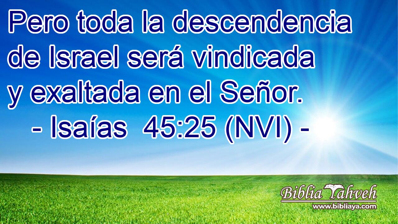  Pero toda la descendencia de Israel será vindicada y exaltada en el Señor. 