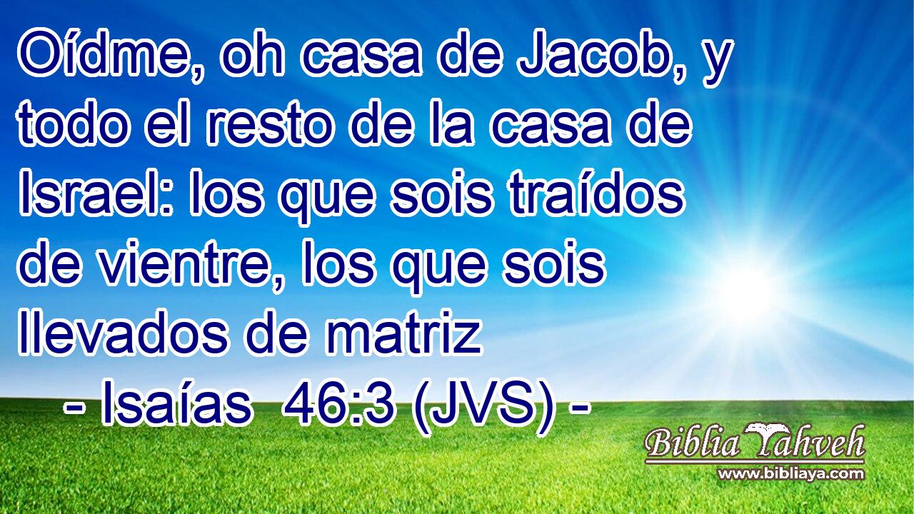Oídme, oh casa de Jacob, y todo el resto de la casa de Israel: los que sois traídos de vientre, los que sois llevados de matriz