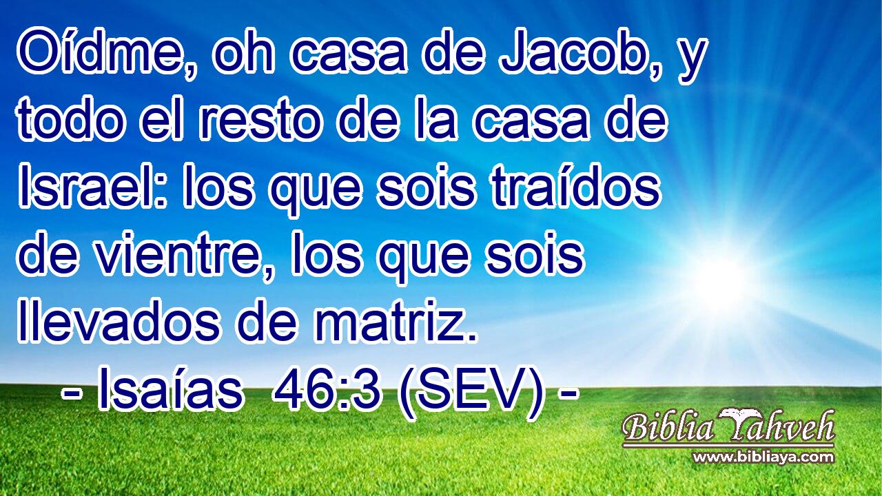Oídme, oh casa de Jacob, y todo el resto de la casa de Israel: los que sois traídos de vientre, los que sois llevados de matriz.