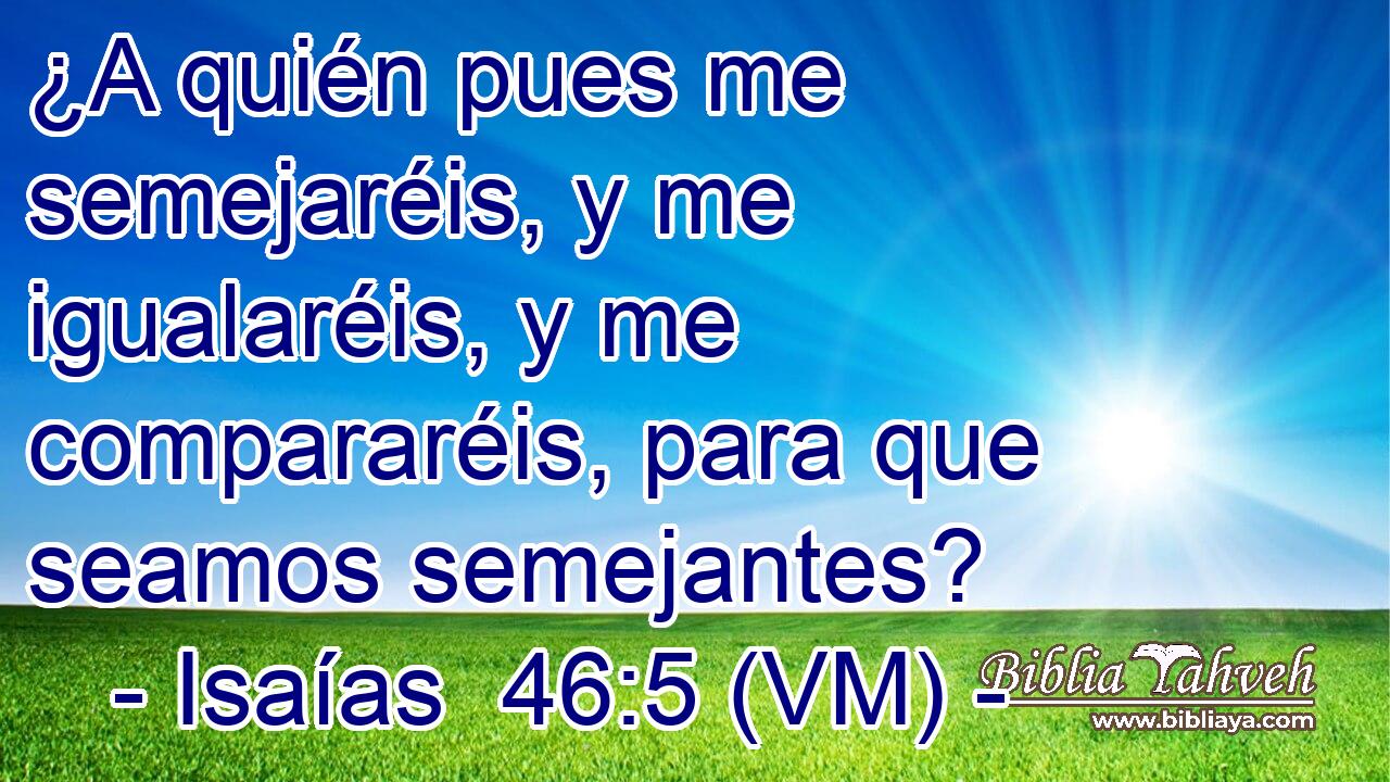  ¿A quién pues me semejaréis, y me igualaréis, y me compararéis, para que seamos semejantes? 