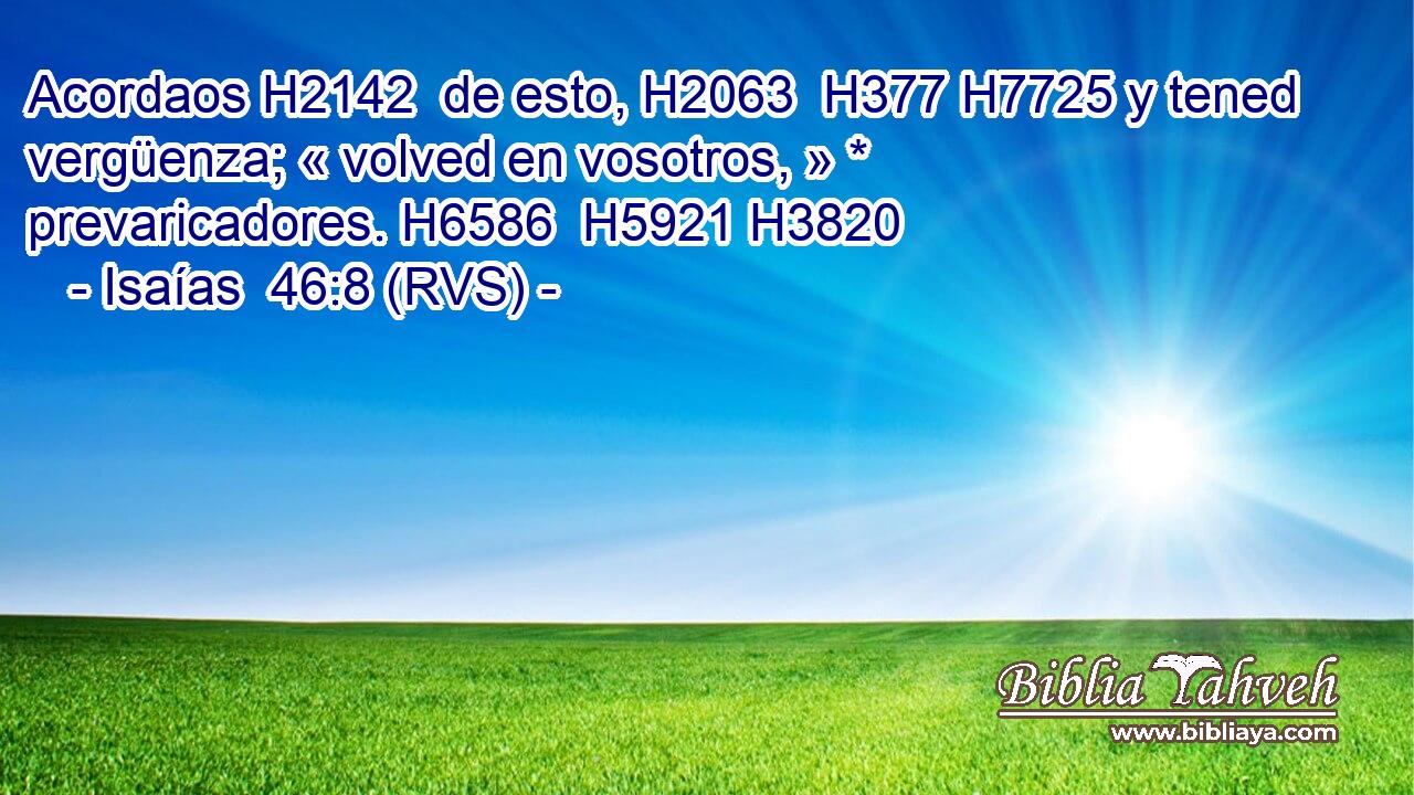 Acordaos H2142  de esto, H2063  H377 H7725 y tened vergüenza; « volved en vosotros, » * prevaricadores. H6586  H5921 H3820 