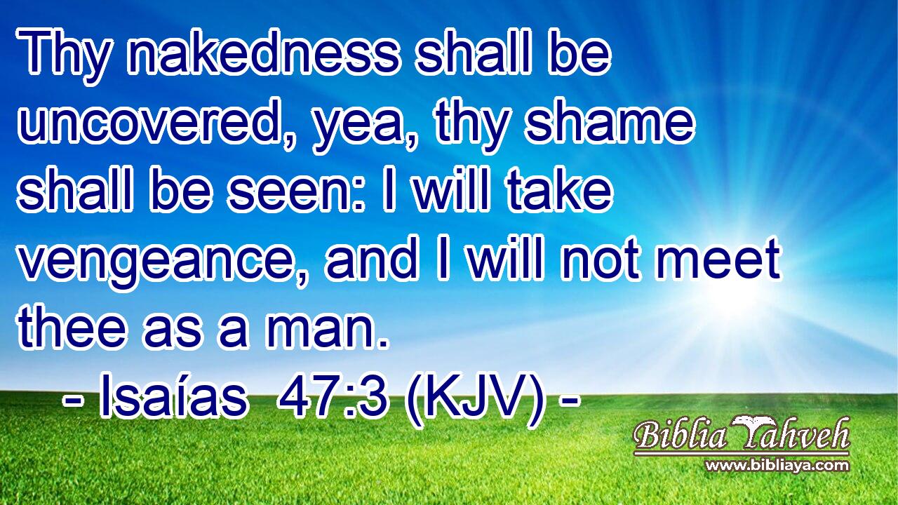 Thy nakedness shall be uncovered, yea, thy shame shall be seen: I will take vengeance, and I will not meet thee as a man.