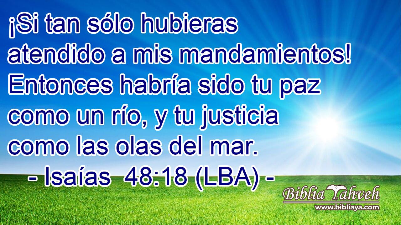 ¡Si tan sólo hubieras atendido a mis mandamientos! Entonces habría sido tu paz como un río, y tu justicia como las olas del mar.