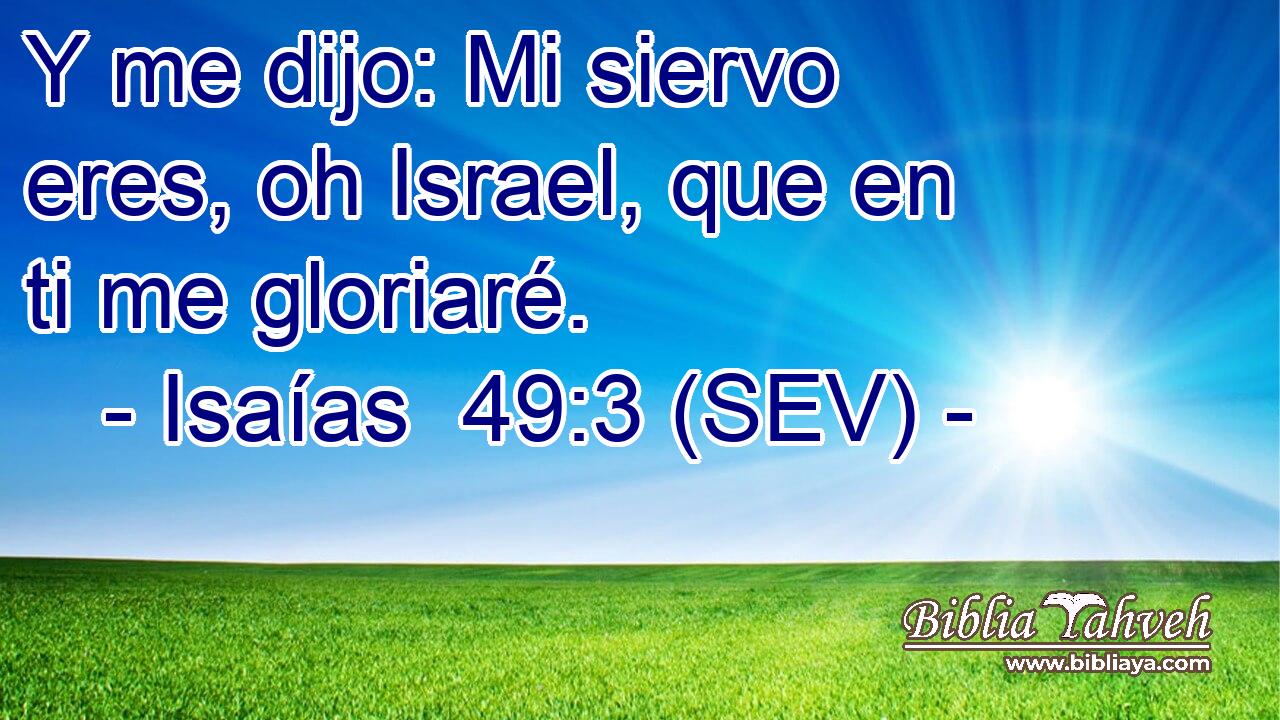 Y me dijo: Mi siervo eres, oh Israel, que en ti me gloriaré.