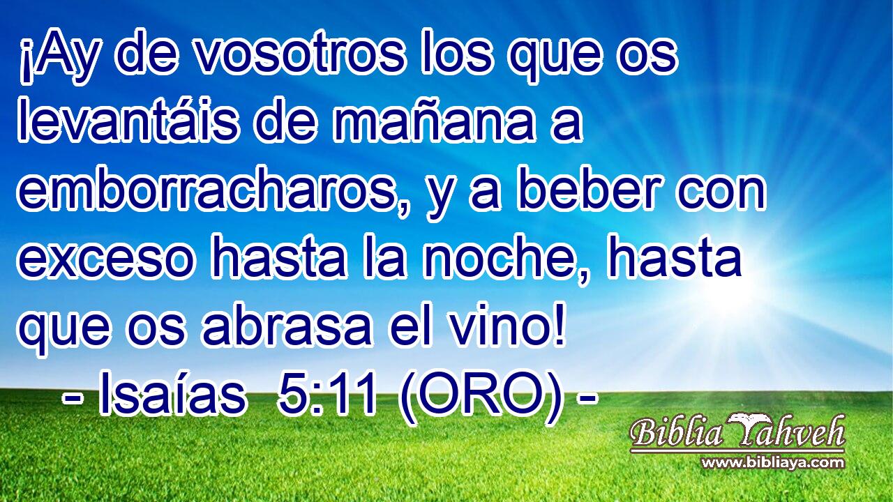  ¡Ay de vosotros los que os levantáis de mañana a emborracharos, y a beber con exceso hasta la noche, hasta que os abrasa el vino! 