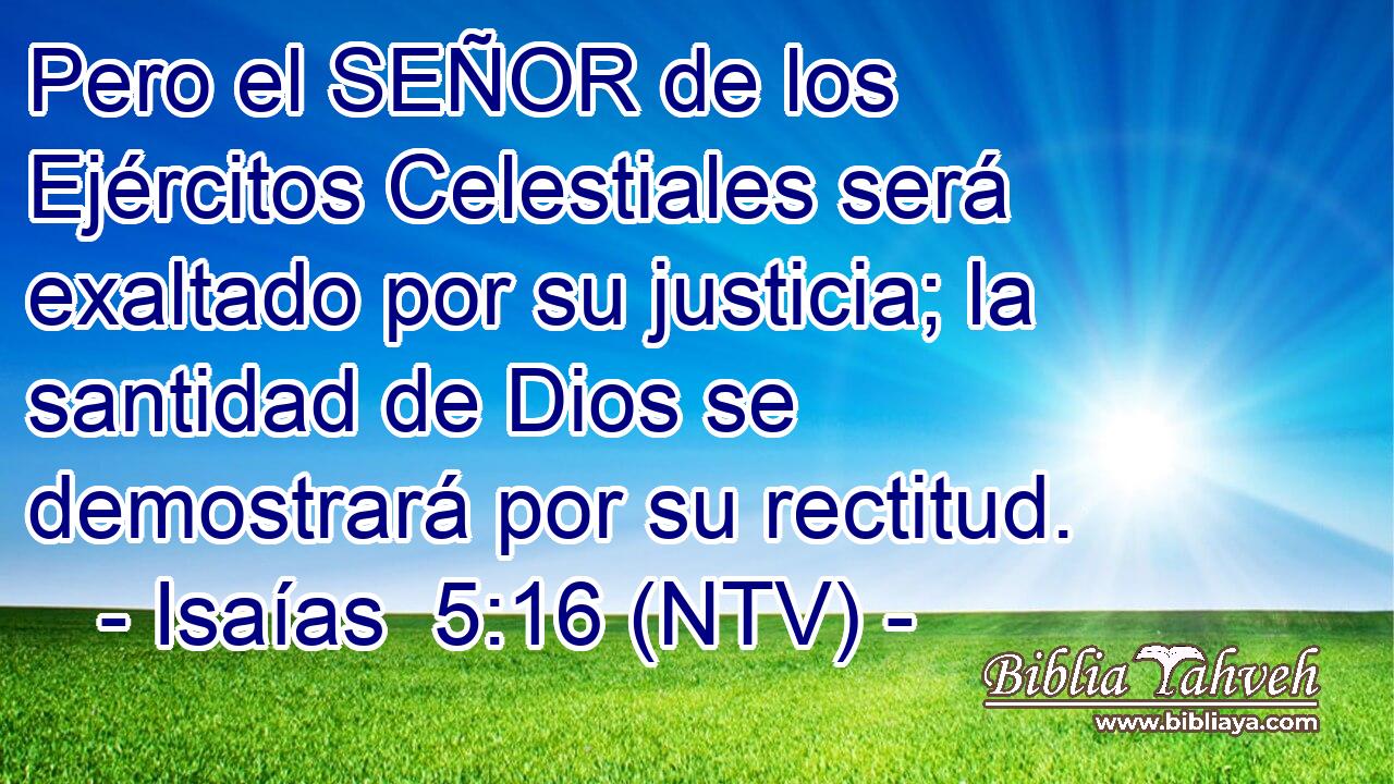 Pero el SEÑOR de los Ejércitos Celestiales será exaltado por su justicia; la santidad de Dios se demostrará por su rectitud.