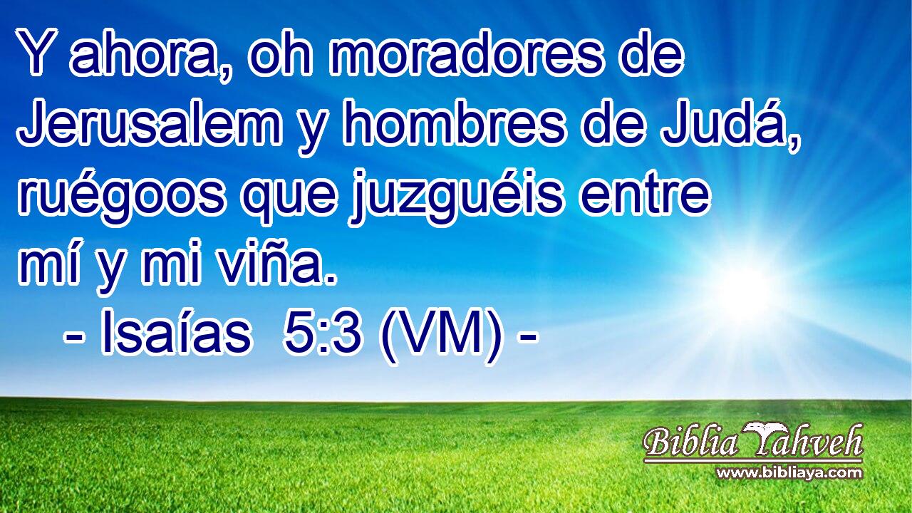  Y ahora, oh moradores de Jerusalem y hombres de Judá, ruégoos que juzguéis entre mí y mi viña. 