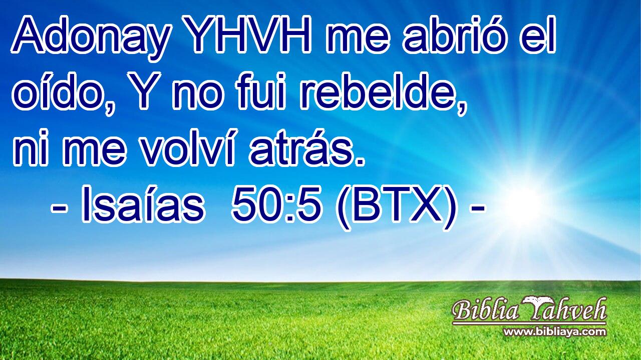Adonay YHVH me abrió el oído, Y no fui rebelde, ni me volví atrás.