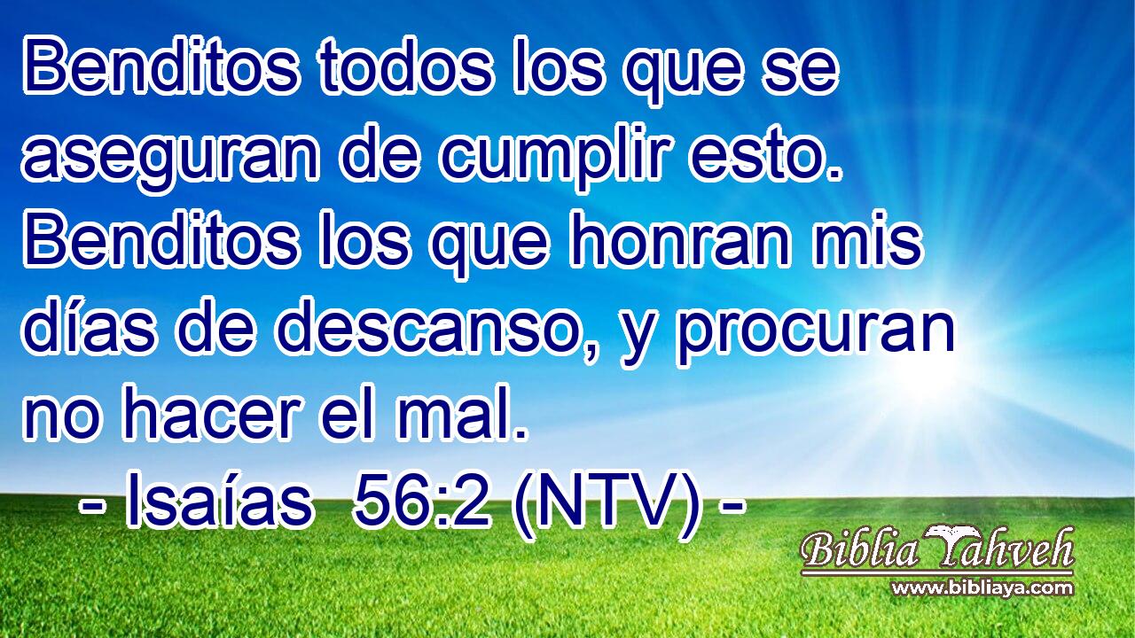 Benditos todos los que se aseguran de cumplir esto. Benditos los que honran mis días de descanso, y procuran no hacer el mal.