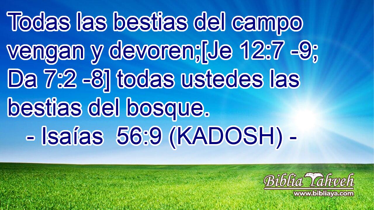  Todas las bestias del campo vengan y devoren;[Je 12:7 -9; Da 7:2 -8] todas ustedes las bestias del bosque. 