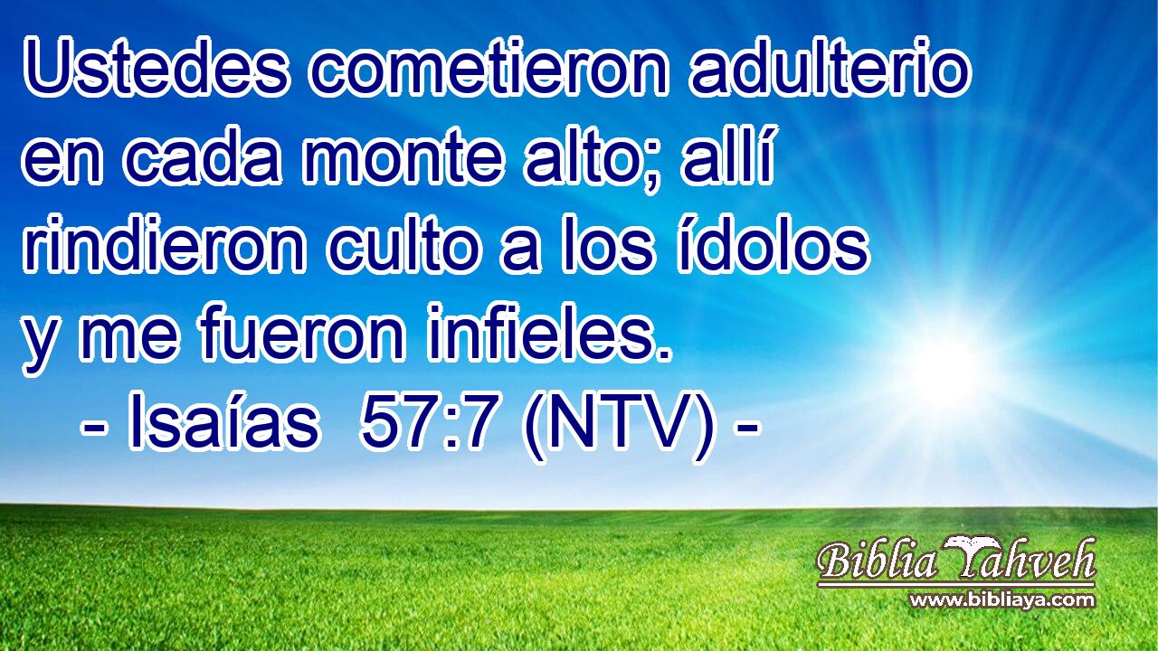 Ustedes cometieron adulterio en cada monte alto; allí rindieron culto a los ídolos y me fueron infieles.