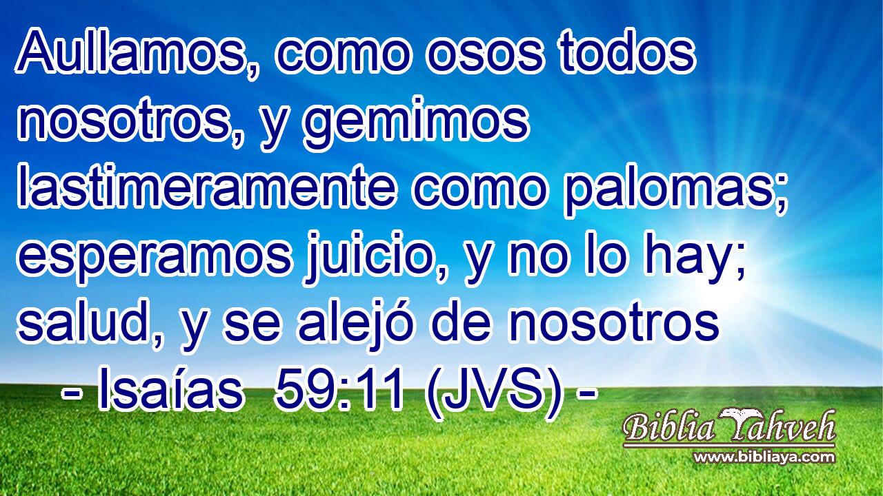 Aullamos, como osos todos nosotros, y gemimos lastimeramente como palomas; esperamos juicio, y no lo hay; salud, y se alejó de nosotros