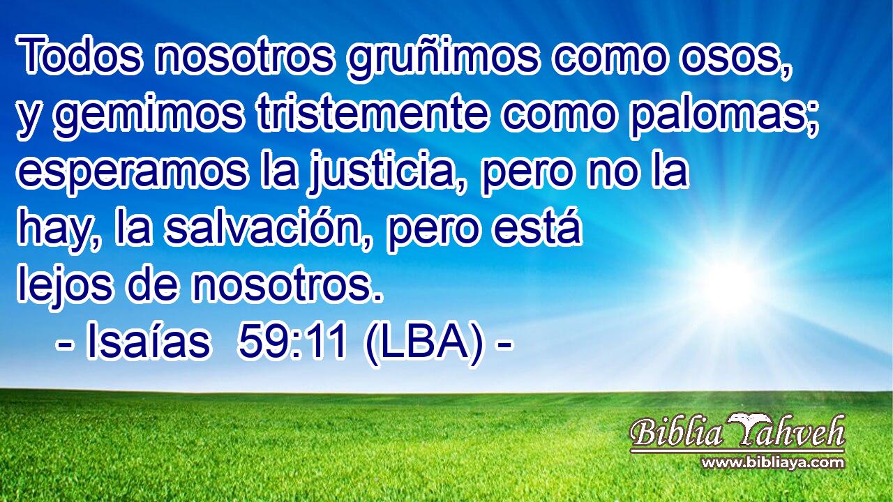 Todos nosotros gruñimos como osos, y gemimos tristemente como palomas; esperamos la justicia, pero no la hay, la salvación, pero está lejos de nosotros.