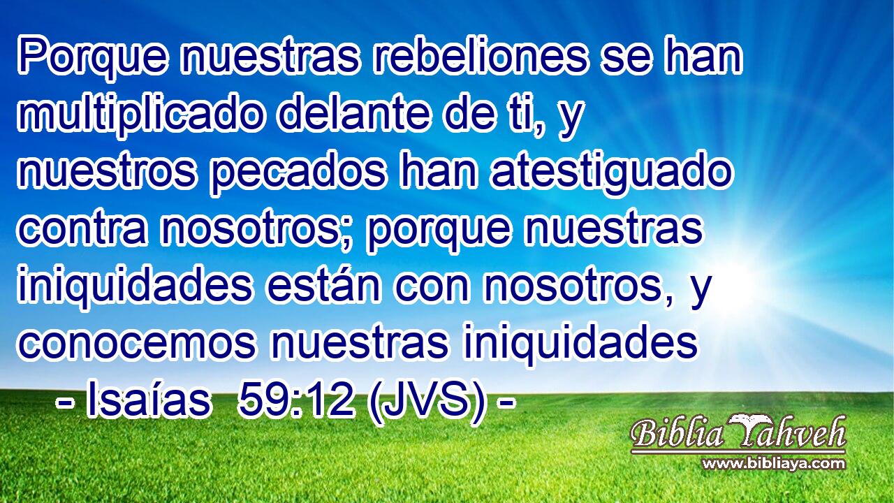 Porque nuestras rebeliones se han multiplicado delante de ti, y nuestros pecados han atestiguado contra nosotros; porque nuestras iniquidades están con nosotros, y conocemos nuestras iniquidades