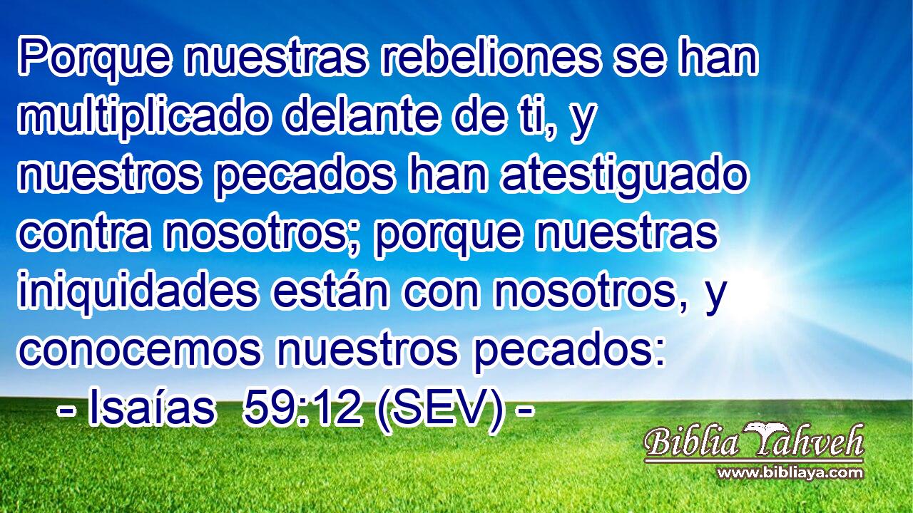Porque nuestras rebeliones se han multiplicado delante de ti, y nuestros pecados han atestiguado contra nosotros; porque nuestras iniquidades están con nosotros, y conocemos nuestros pecados: