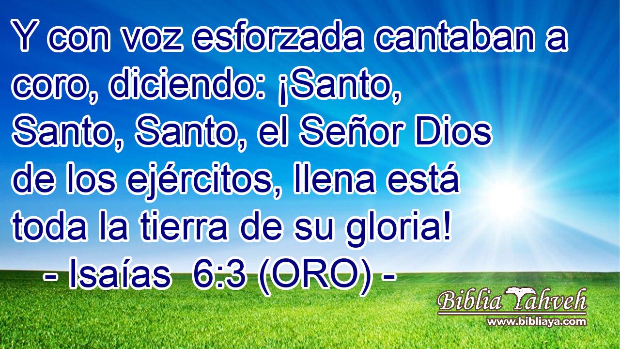  Y con voz esforzada cantaban a coro, diciendo: ¡Santo, Santo, Santo, el Señor Dios de los ejércitos, llena está toda la tierra de su gloria! 
