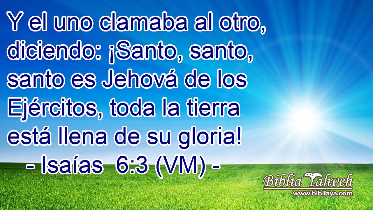  Y el uno clamaba al otro, diciendo: ¡Santo, santo, santo es Jehová de los Ejércitos, toda la tierra está llena de su gloria! 