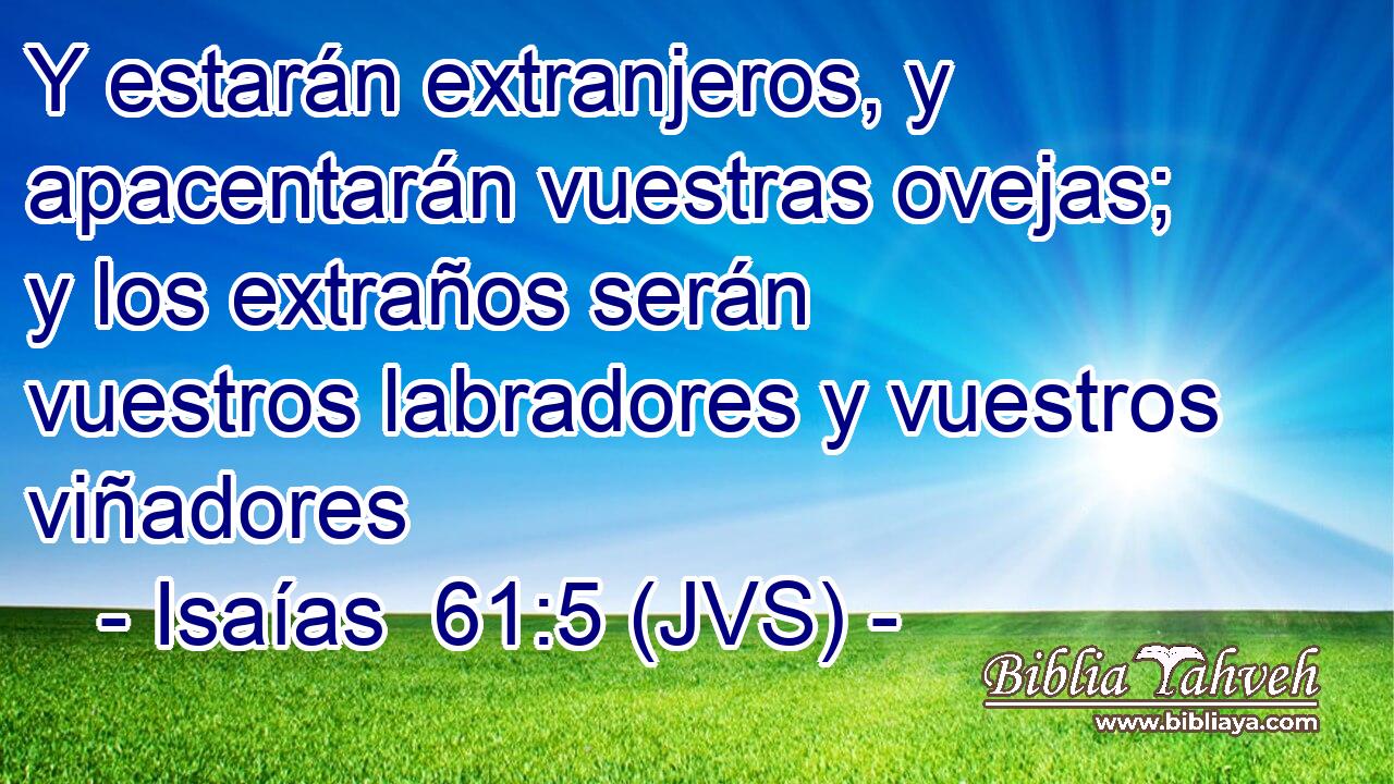 Y estarán extranjeros, y apacentarán vuestras ovejas; y los extraños serán vuestros labradores y vuestros viñadores