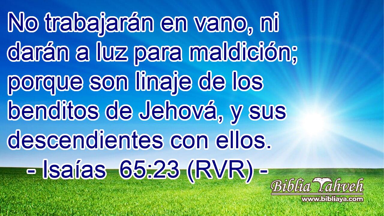 No trabajarán en vano, ni darán a luz para maldición; porque son linaje de los benditos de Jehová, y sus descendientes con ellos.