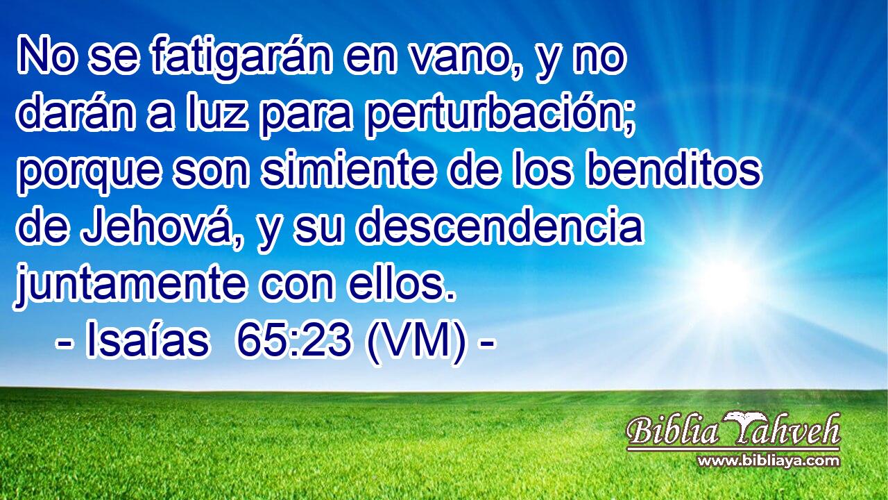  No se fatigarán en vano, y no darán a luz para perturbación; porque son simiente de los benditos de Jehová, y su descendencia juntamente con ellos. 